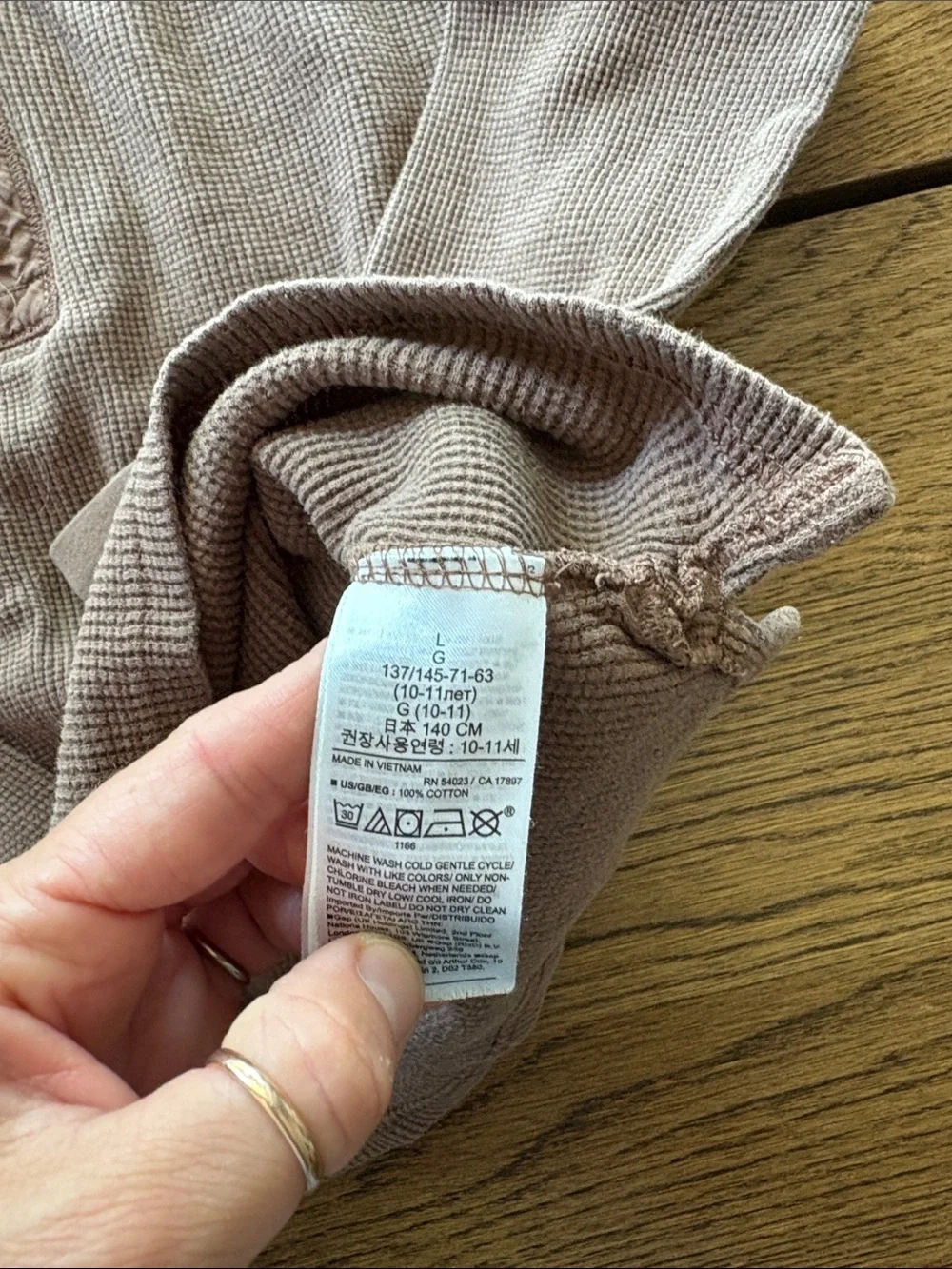 Gap Kids Ribbed Waffle-Knit Henley in Borwn